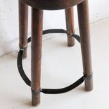 60s Brutalist Wooden Bar Stool