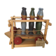 Set of Moulin Roty brand wooden bowling on roller cart, limited series.
