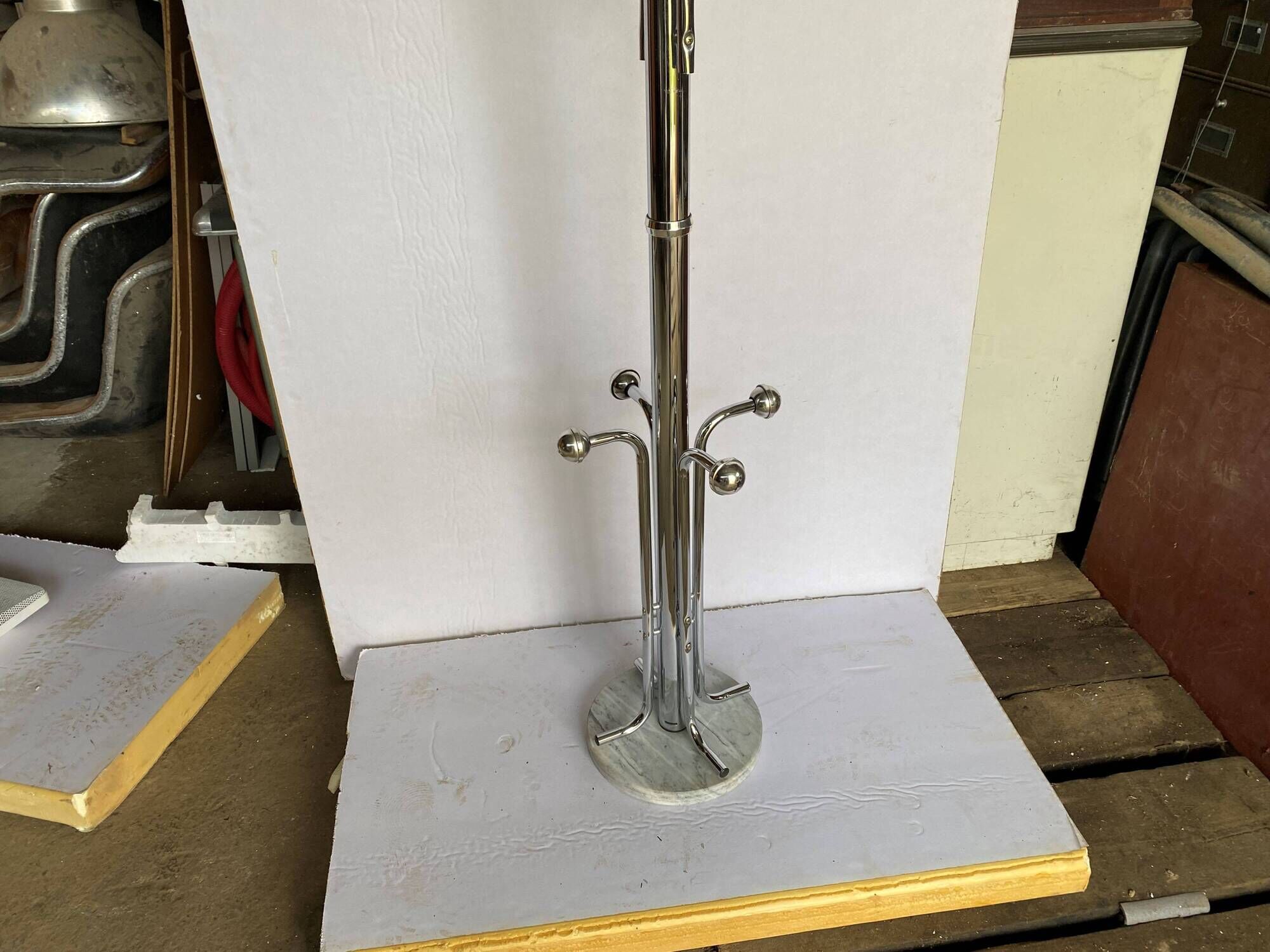 Chromed metal coat rack with vintage marble base, 1970