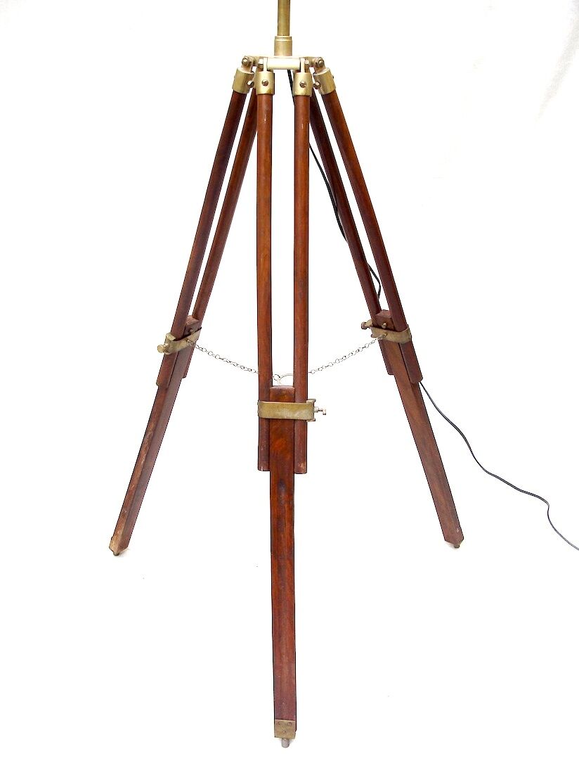 Wooden and brass tripod lamppost