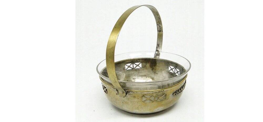Silver-plated brass sugar bowl from Berndorf, Germany, 1920s