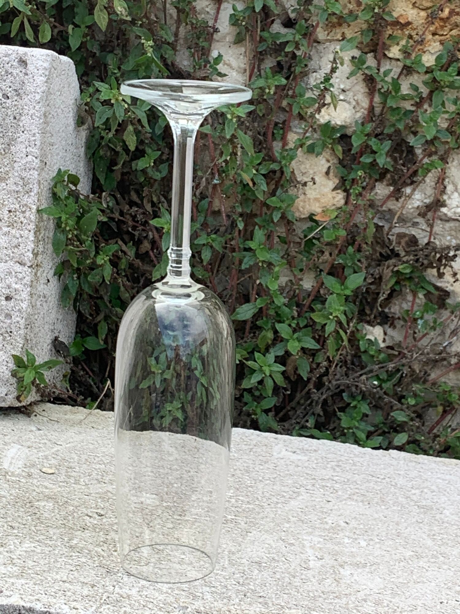 4 champagne flutes in transparent glass model Isabelle vintage 1970