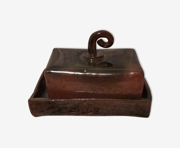 Beurrier grès émaillé création artisanale Atelier La Grite France
