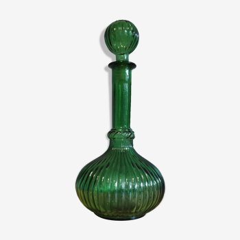 ribbed green carafe with round cap