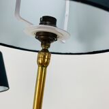 Floor lamp 3 arms 50 years brass and black lacquer for house Arlus