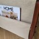 Scandinavian magazine rack exotic wood and linen