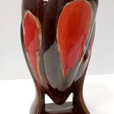 Handmade Orange and Brown Glazed Vallauris Ceramic Vase, France