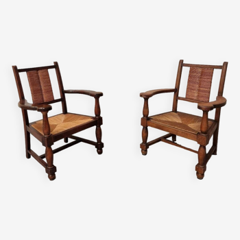 Pair of neo-Basque armchairs