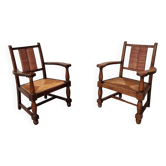 Pair of neo-Basque armchairs