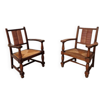 Pair of neo-Basque armchairs