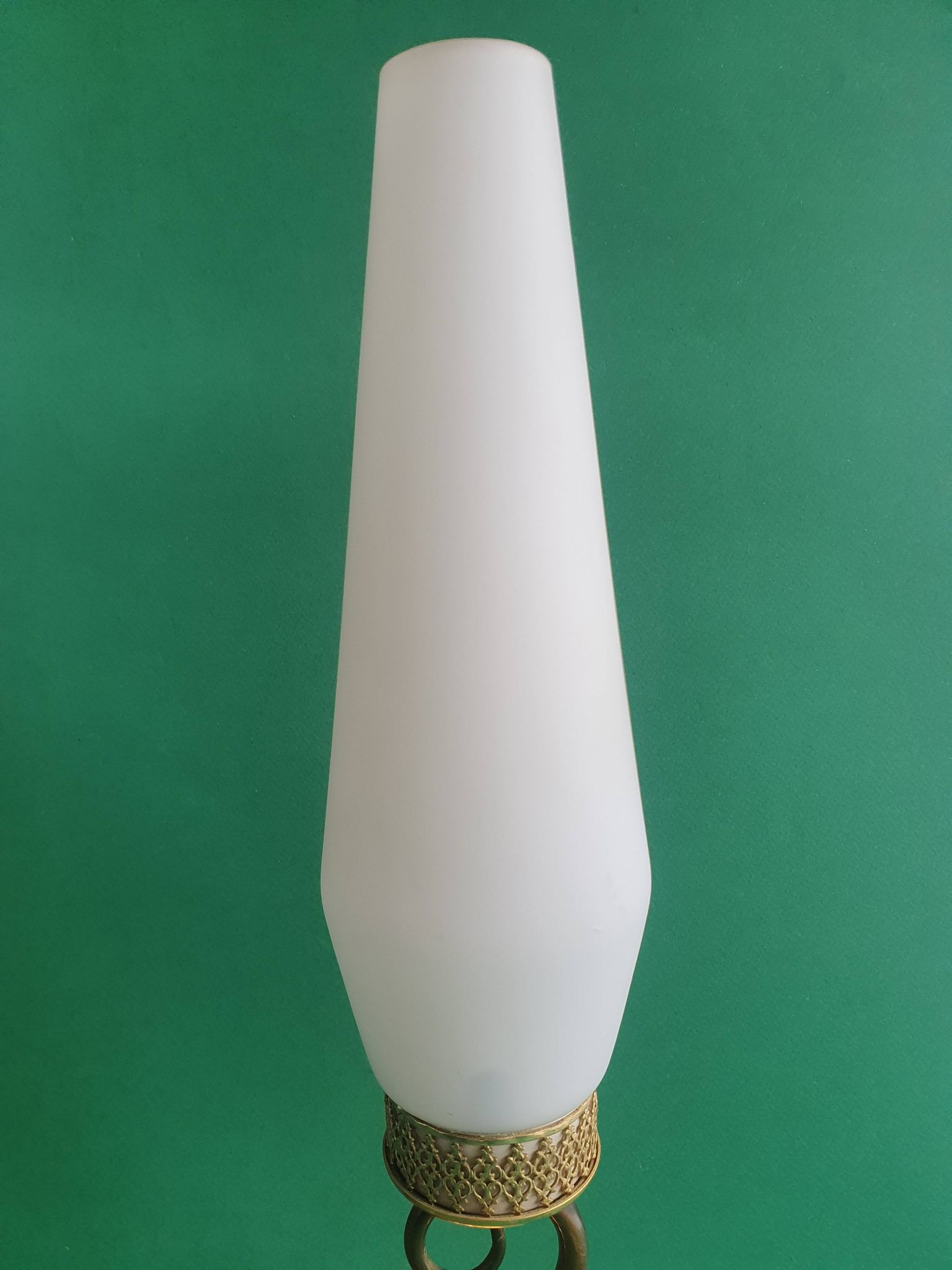 Lampe de table à poser grande double éclairage opaline vintage