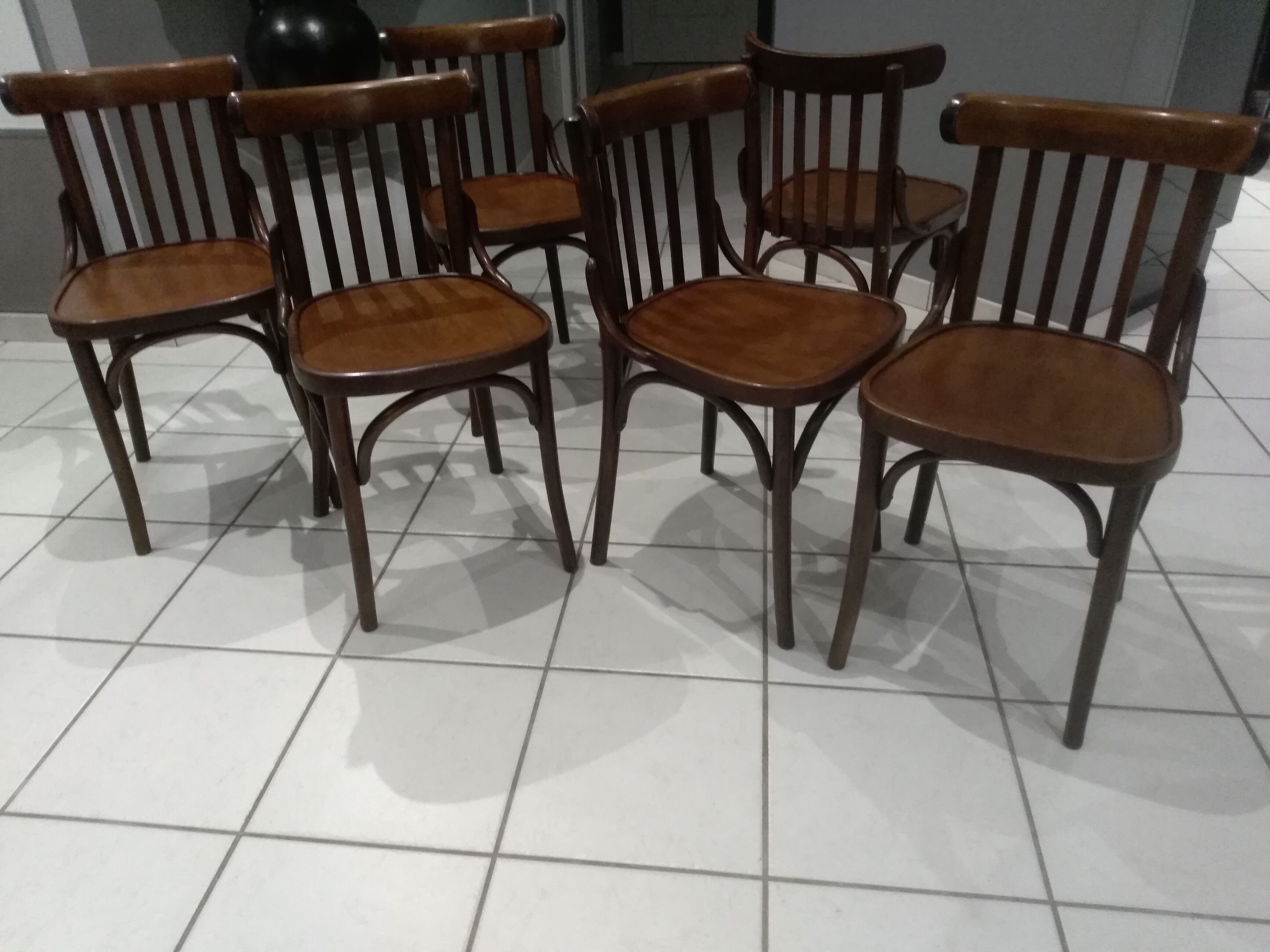 Suite of 6 chairs of Vintage Bistrot 1960s