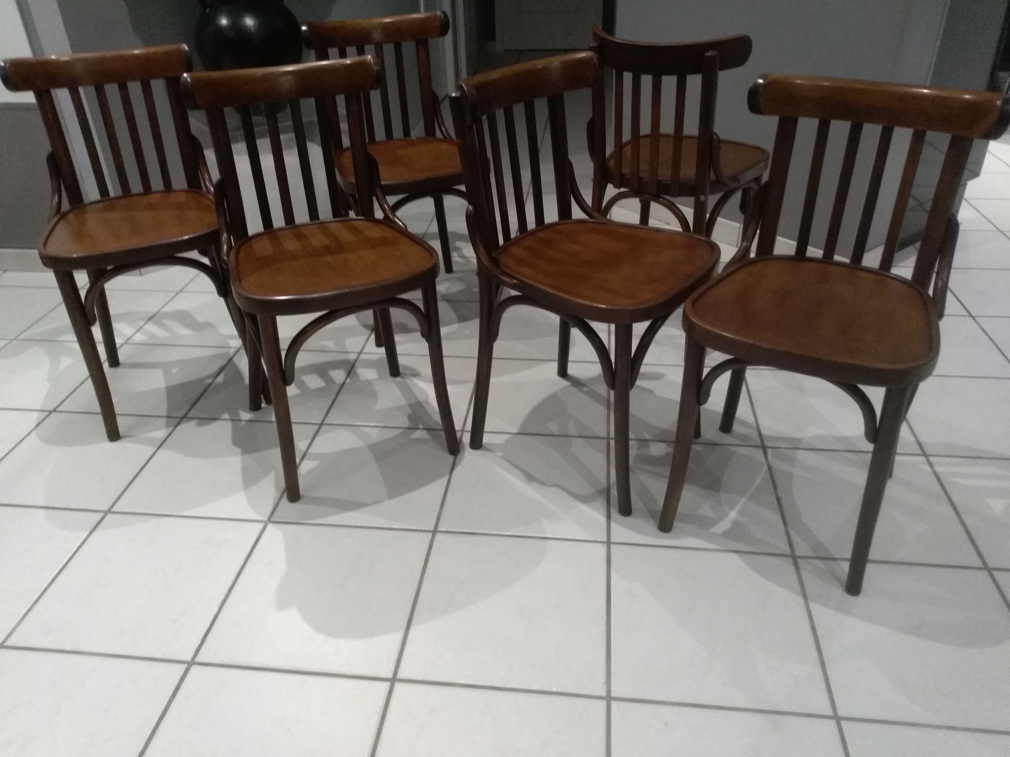 Suite of 6 chairs of Vintage Bistrot 1960s
