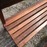 Duo of vintage church benches in solid beech