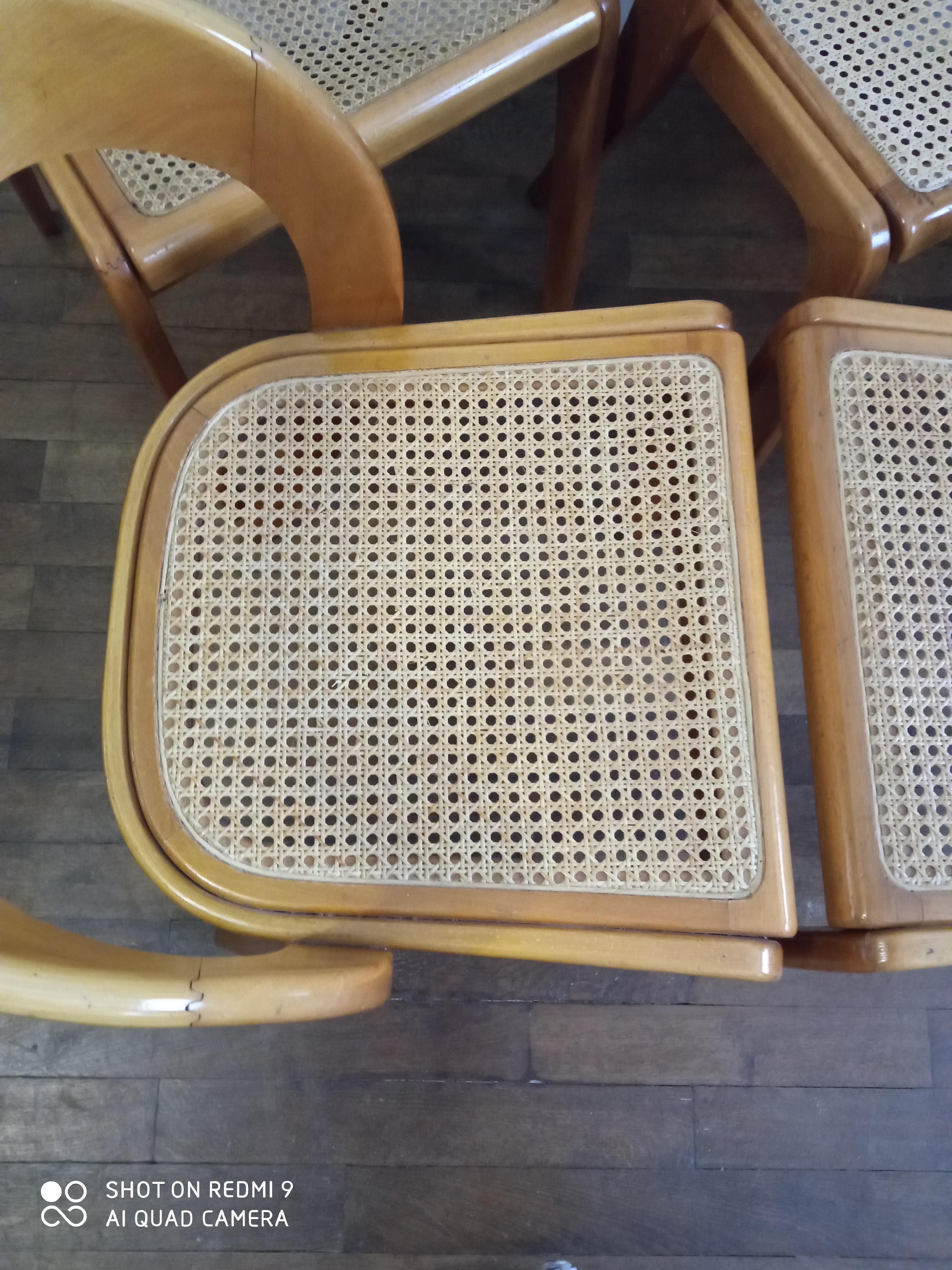 Baumann chairs model gondola in beech and cannage 1970