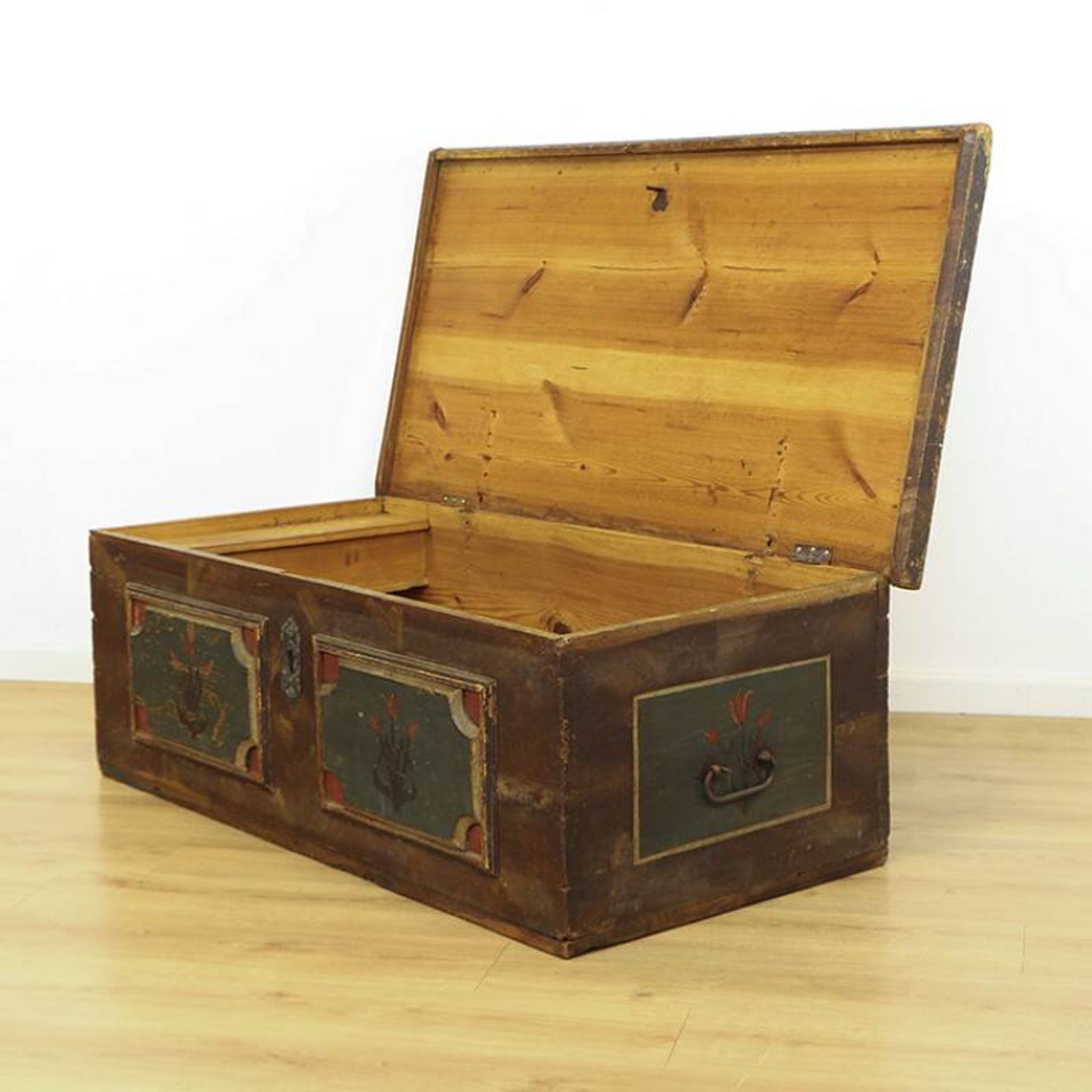 Antique Painted Folk art bridal chest
