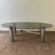 Table basse métal chromé verre fumé années 70