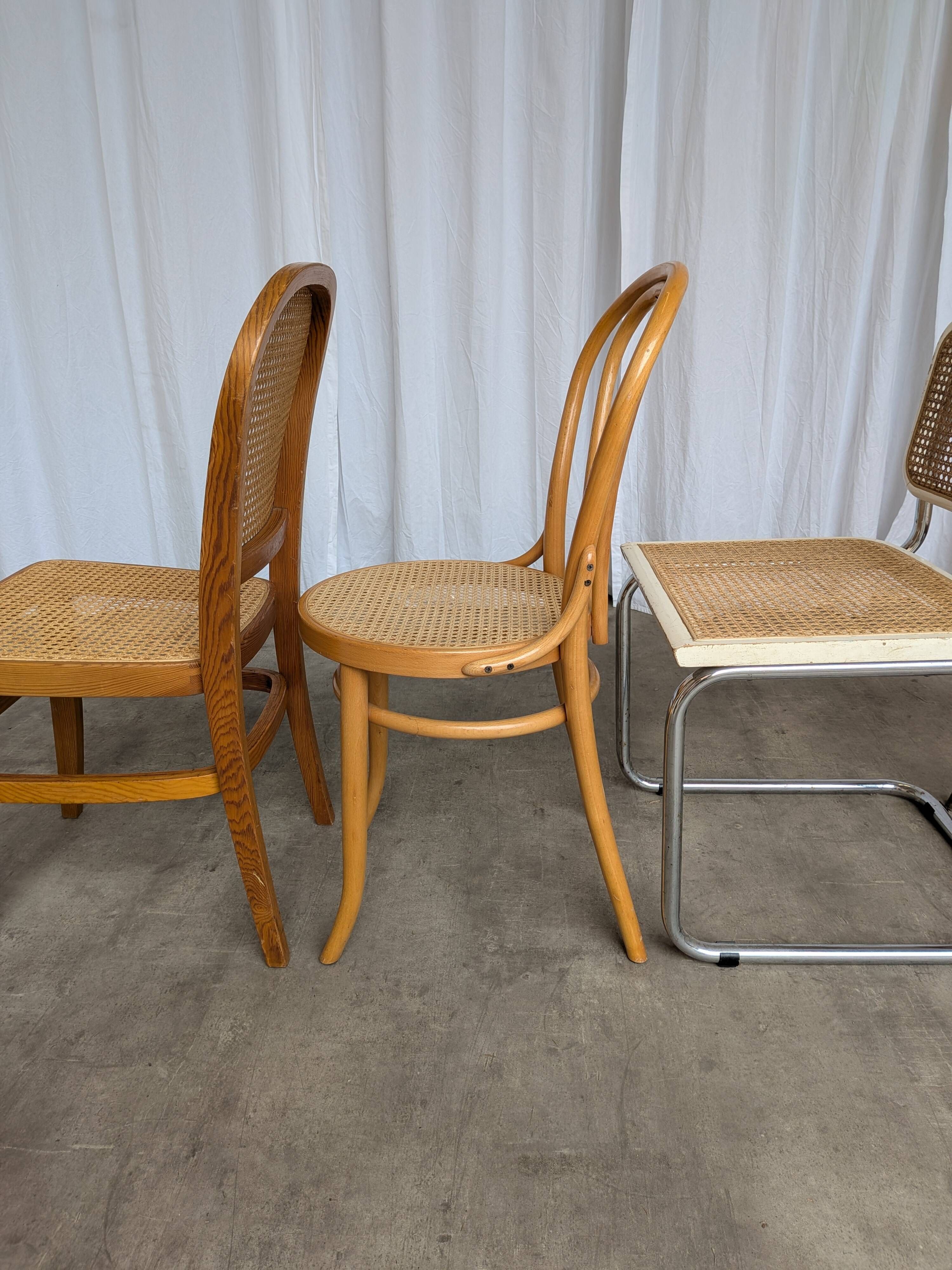 Set of 4 Mix & Match Dining Chairs with Cane Seat / Mid-Century Dining Furn