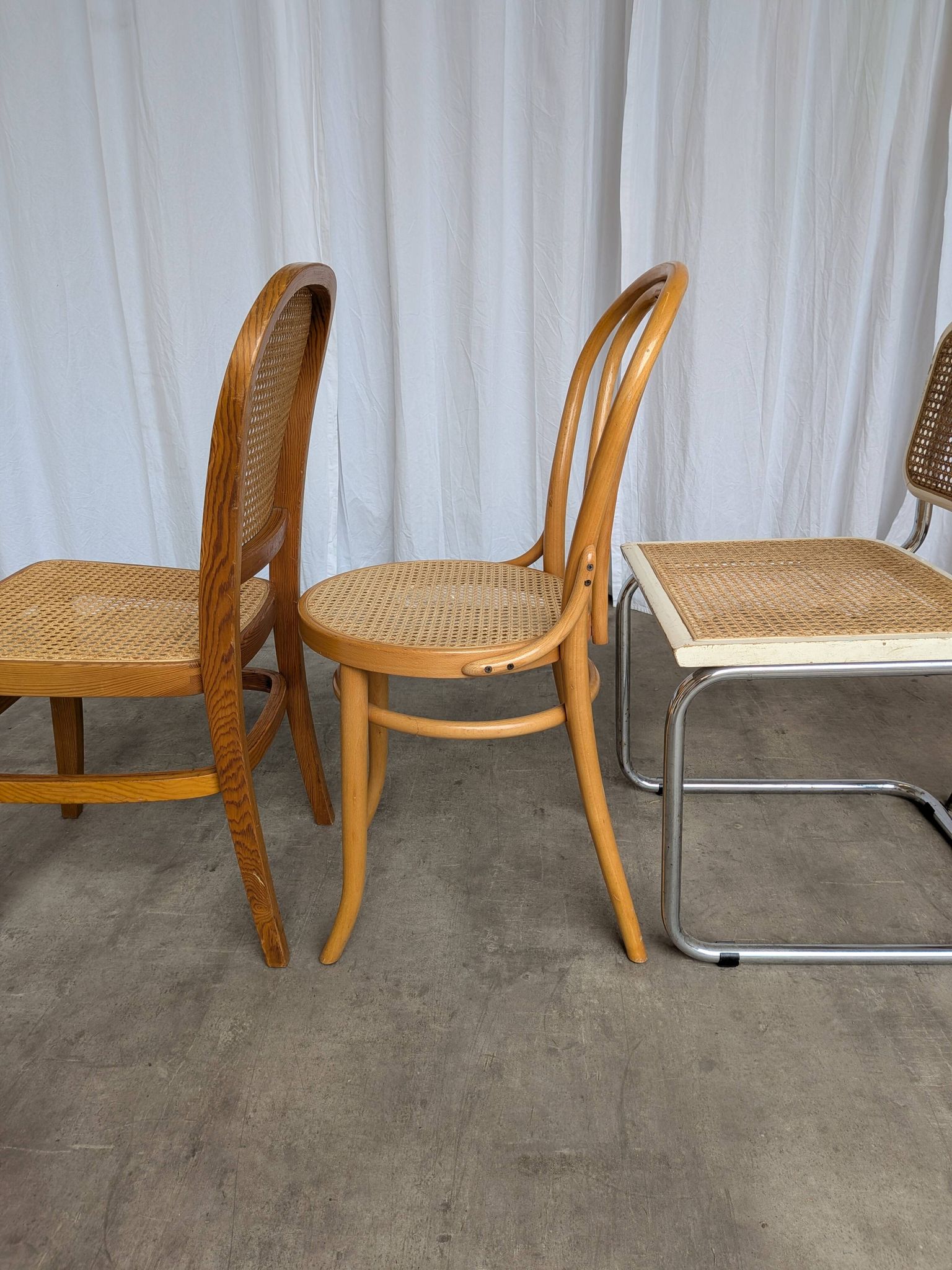 Set of 4 Mix & Match Dining Chairs with Cane Seat / Mid-Century Dining Furn
