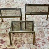 Set of 3 brass nesting tables by Guy Lefevre for Maison Jansen