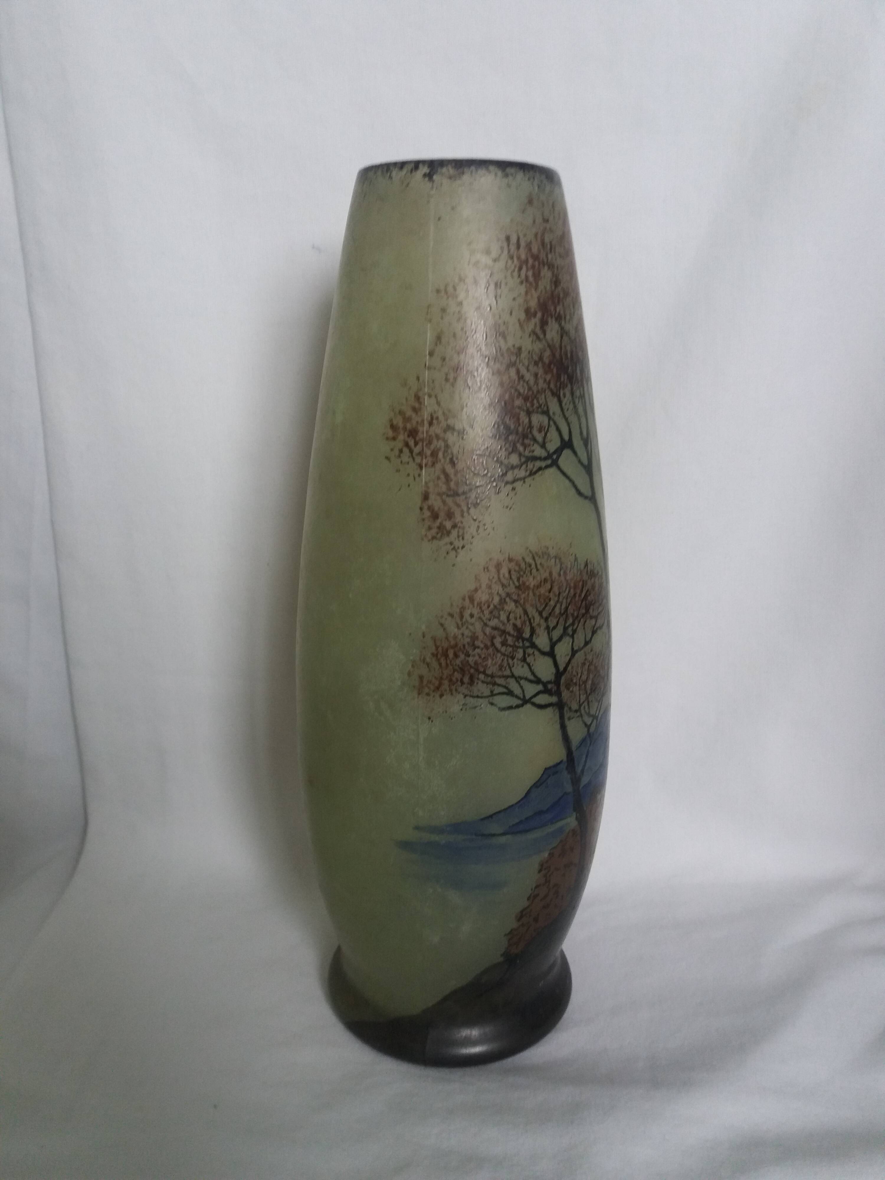 Vase with painted decoration signed Jem Joseph Mure