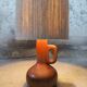 Vintage wooden table lamp with a wool shade.