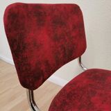 Set of 2 Dining Chair: Red Fabric, Tubular Frame, Retro 1970s