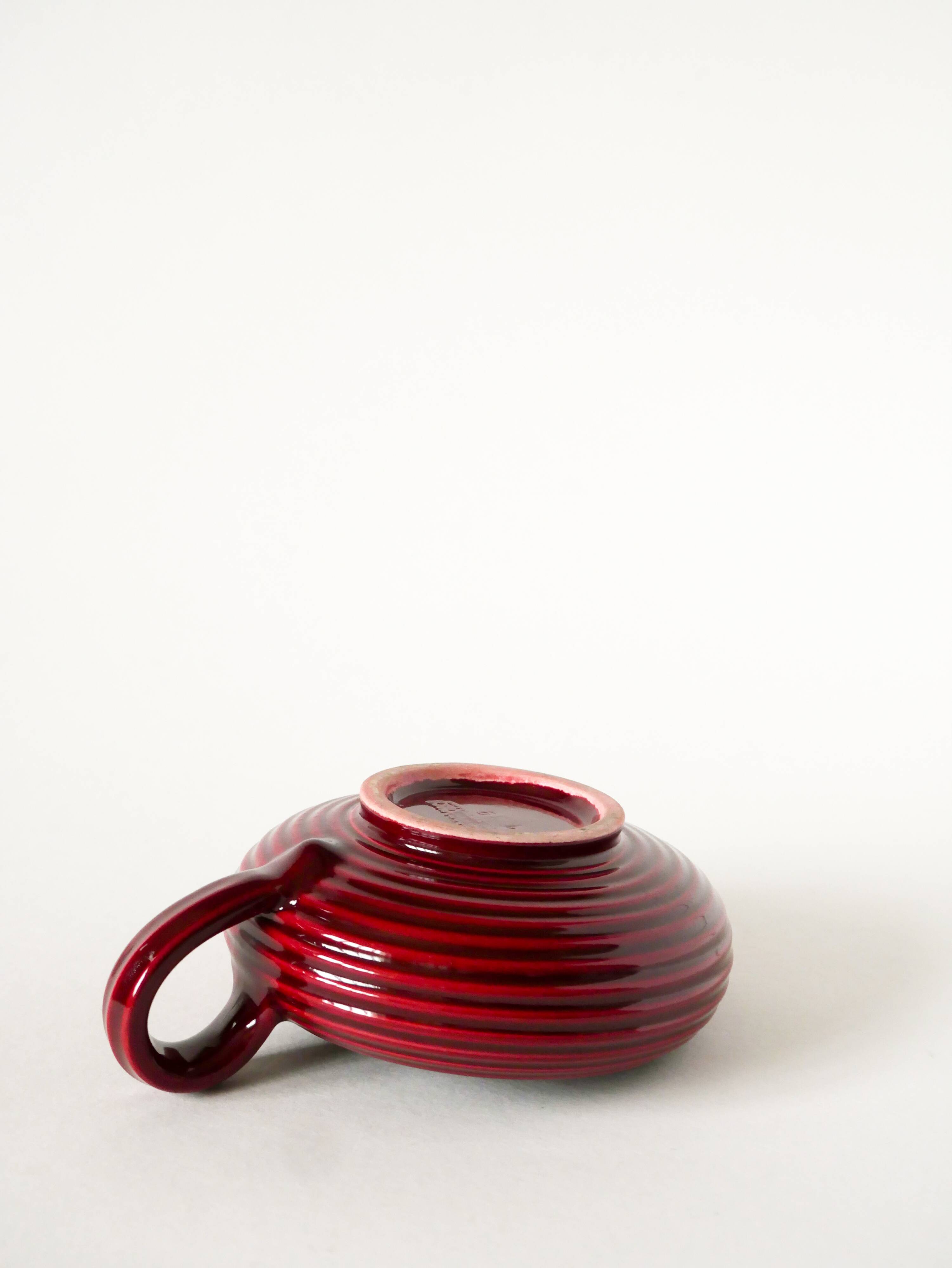 Large ceramic candle holder, Bordeaux, signed Vallauris, 1970