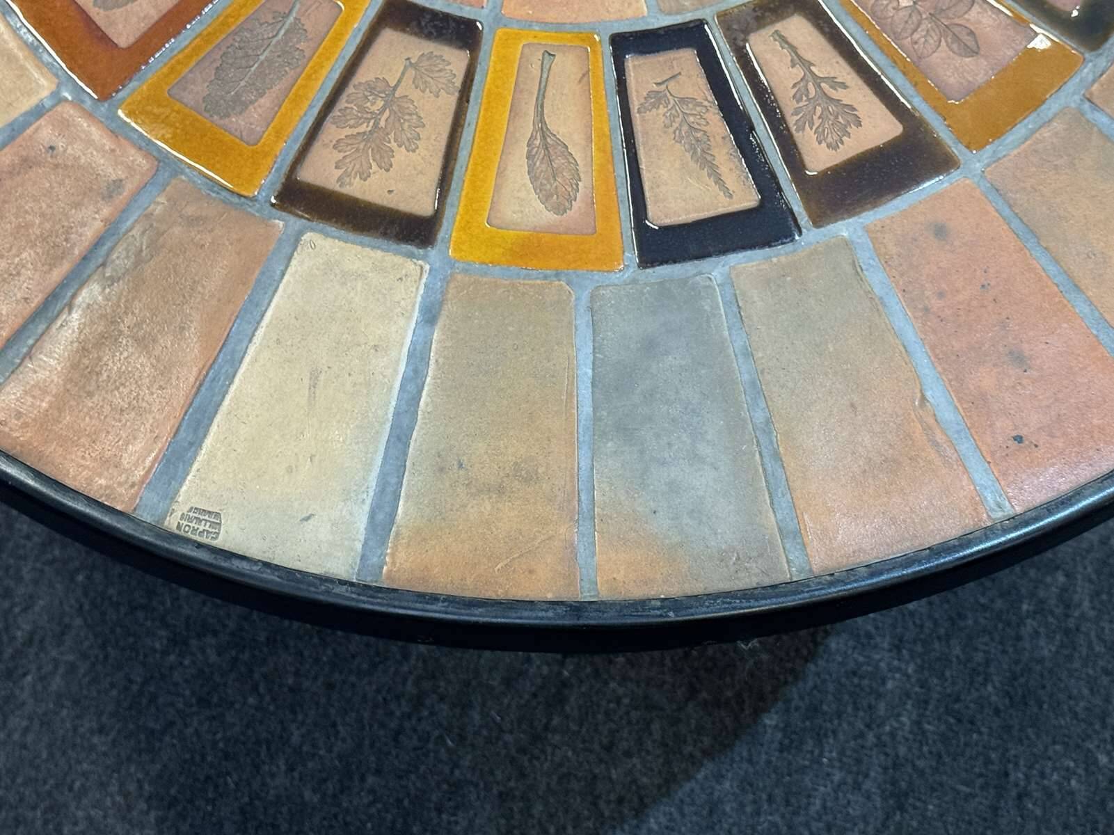 1960s round coffee table Vallauris signed Capron