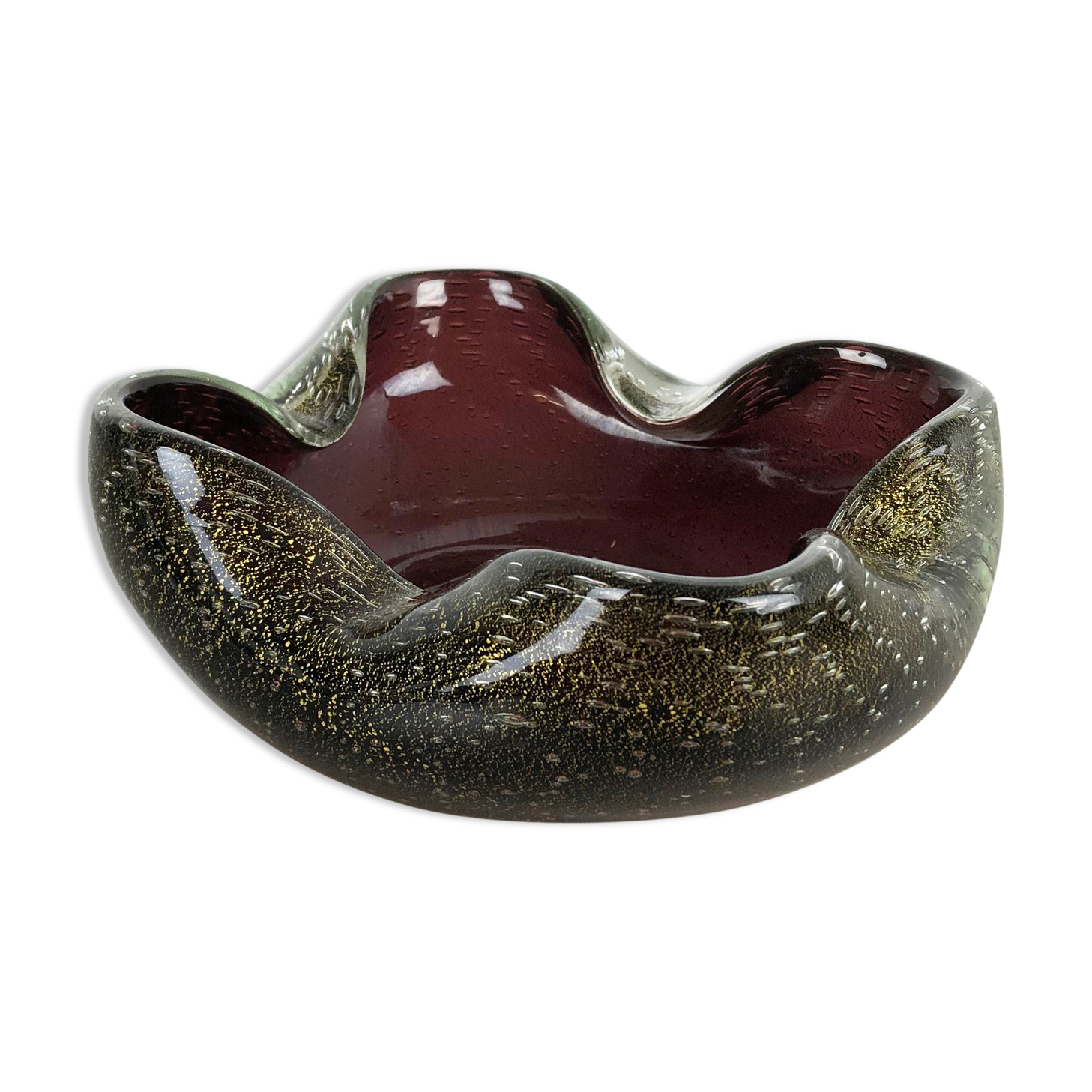 Murano glass ashtray "Golden Dust", Italy, 1970