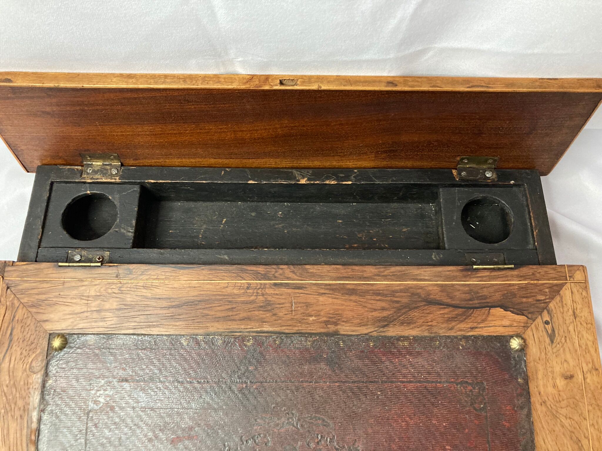 Old wooden writing board over leather early twentieth century