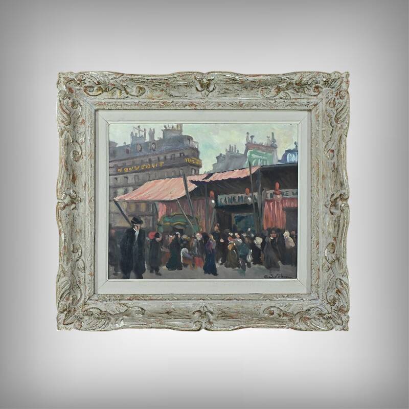 Painting “Street Scene” by C. Subileau – Early 20th century