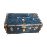 Large blue travel trunk