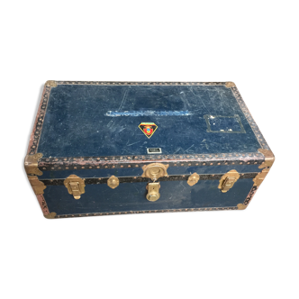 Large blue travel trunk