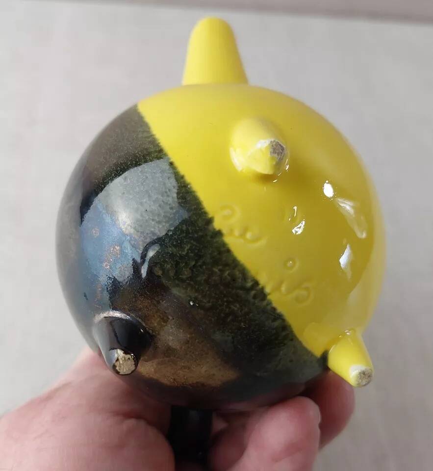 Ancien pot à lait, en céramique bicolore, Luc Lucchesi, de Vallauris