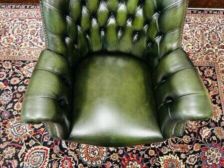Chaise de directeur anglaise classique, chaise de bureau verte