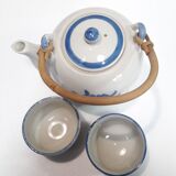 Service à thé chinoisant théière 2 tasses grès vernissé