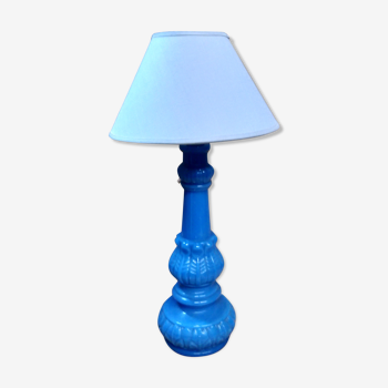 Lampe en opaline bleue 1960
