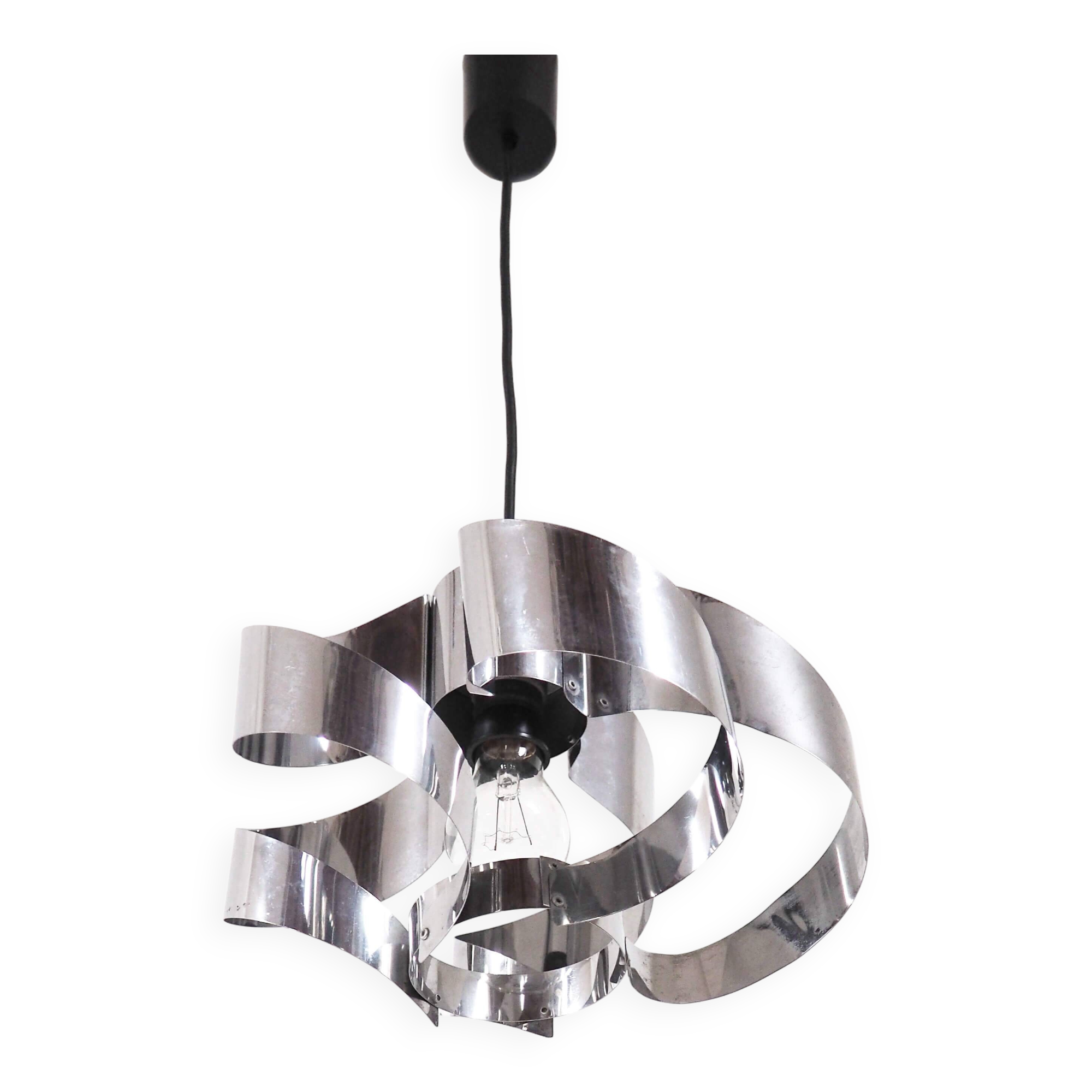 Space age pendant light stainless steel blades