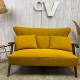 Yellow velvet sofa