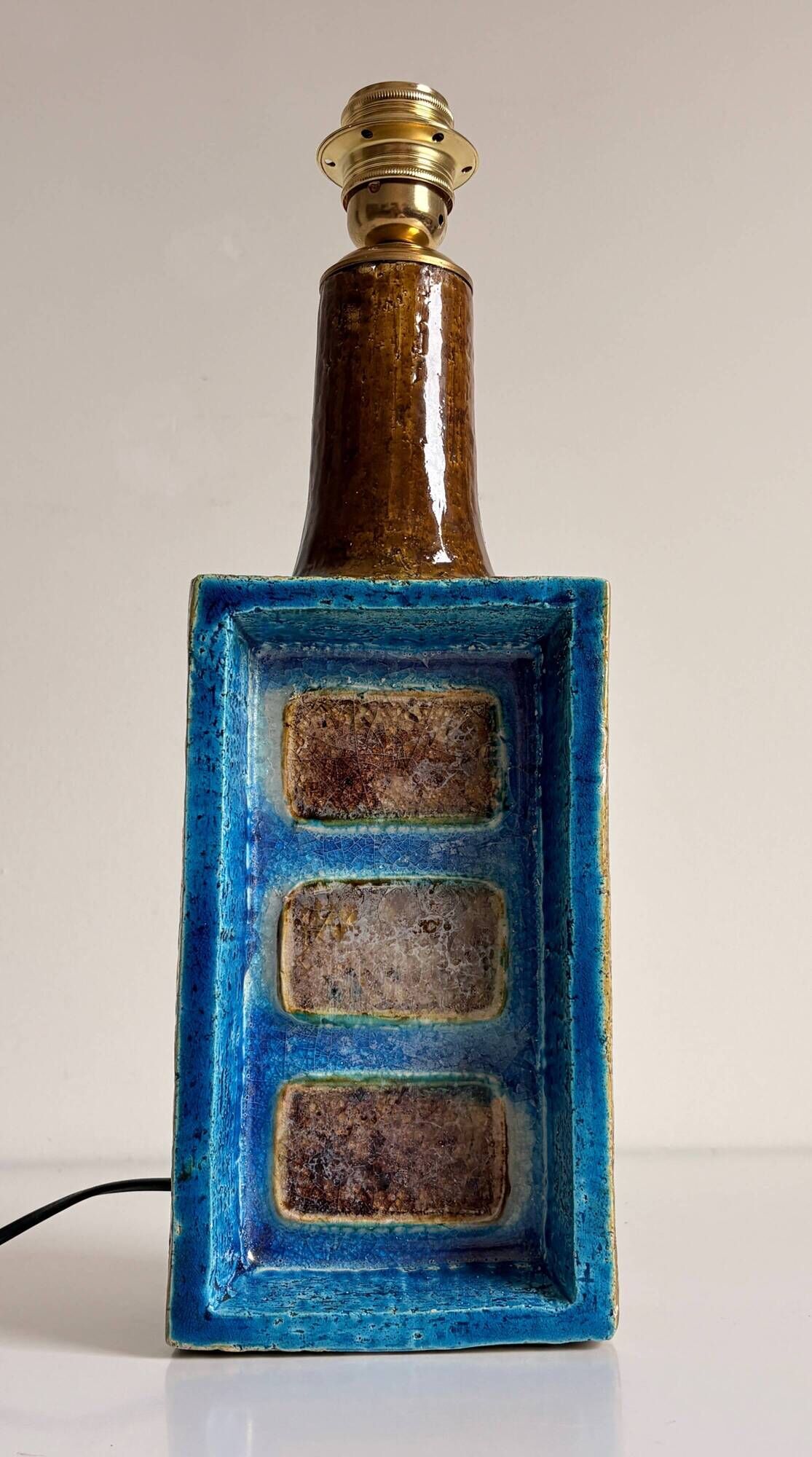 Aldo Londi for Bitossi Chamotte Ceramic Table Lamp, Italy, 1960s