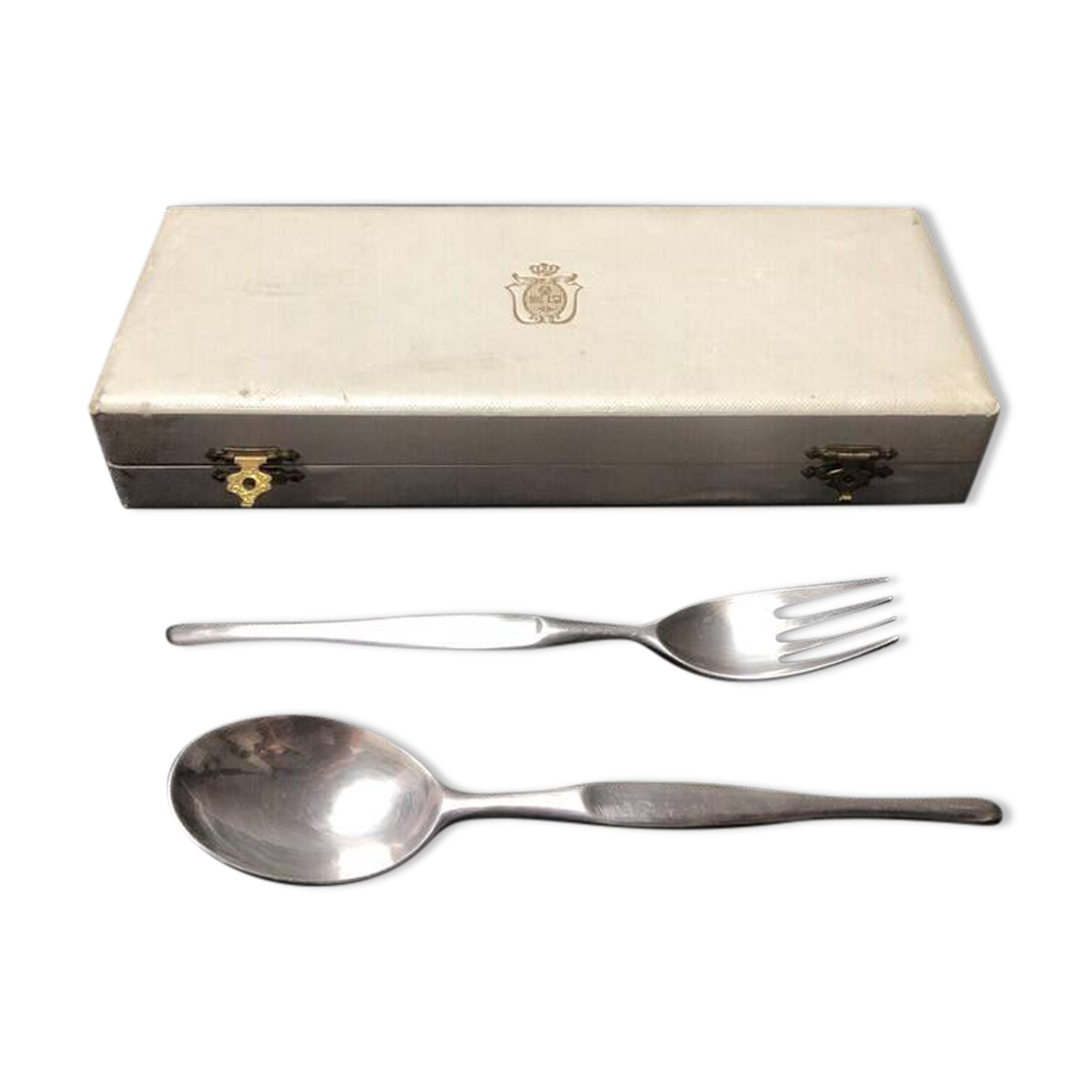 Vintage Christofle Silver Plated Fork and Soup Spoon Set Tapio Wirkkala Duo