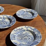Set of 5 blue English plates D23