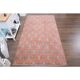 Tapis vintage turc Oushak fait main en laine et coton rouge