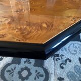 Table basse en loupe d’orme vintage 70s
