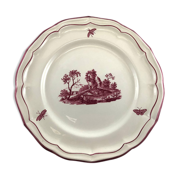 Plate Gien pink landscapes