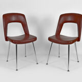 Pair of chairs in chrome and skaï, circa 1960