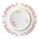 Plat rond Creil & Montereau en terre de fer rose, service "Centaurée"