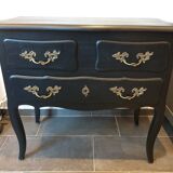 Stamped black Louis XV chest of drawers
