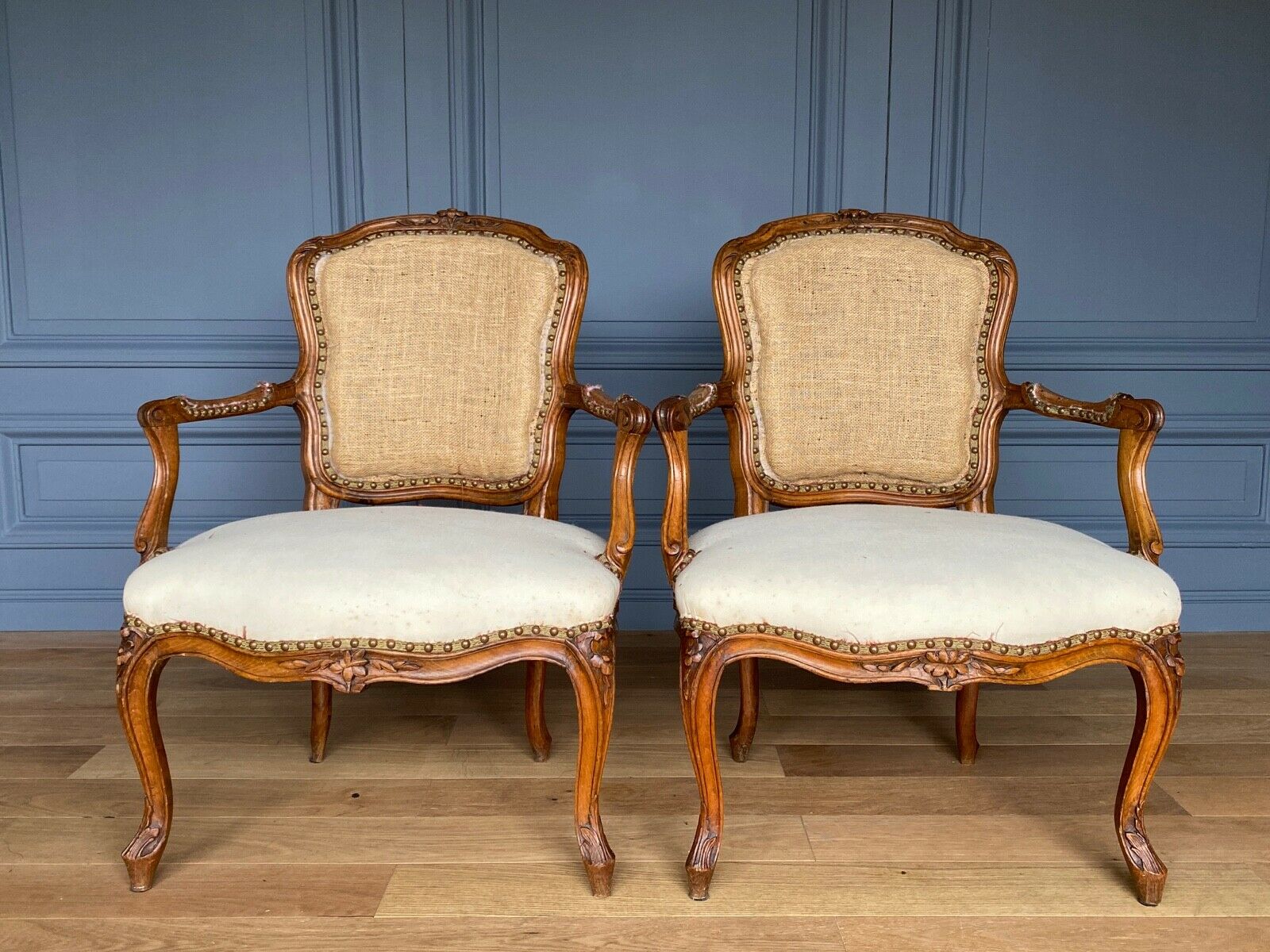 SUITE 4 ARMCHAIRS FRENCH PARIS LOUIS XV ERA STAMP FALCONET